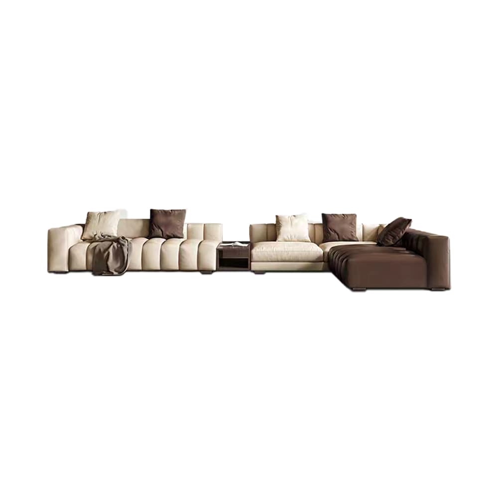 Iris Calf Leather MultiSeater Sectional Sofa LShape Couch Luxxi Home