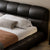 Dawes Calf Leather Modern Low Headboard Bed Frame Queen Size