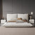 Donnie White Boucle Fabric Upholstered Minimalist Bed Frame King Size in Stock
