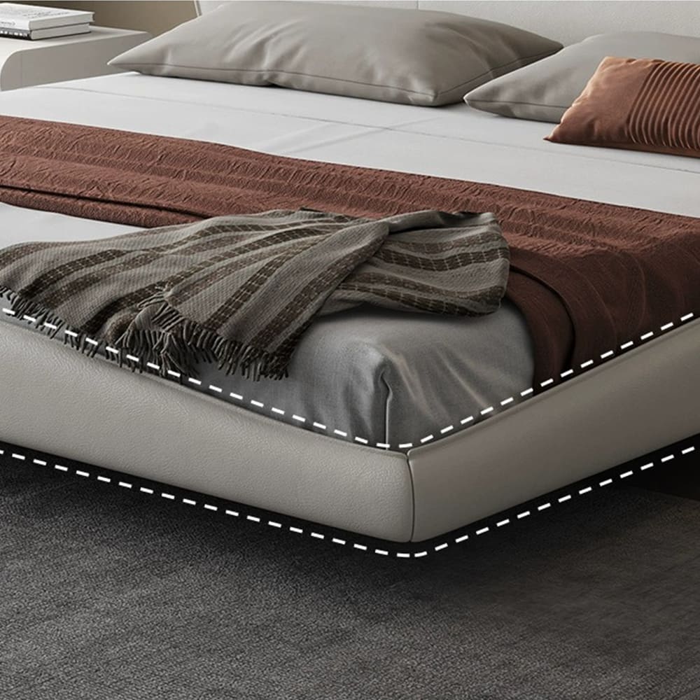 Edwin Curved Headboard Calf Leather Floating Bed Frame– Luxxi Home
