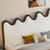 Lydia Wavy Shaped Headboard Calf Leather Floating Bed Frame King Size