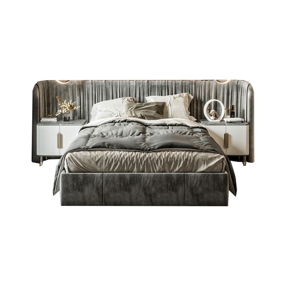 Sammy Suede Fabric Wide Headboard Bed Frame– Luxxi Home