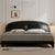 Selina Calf Leather Modern Upholstered Headboard Bed Frame Queen Size