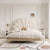 Innis Cream White Velvet Flower Shaped Headboard Bed Frame King Size